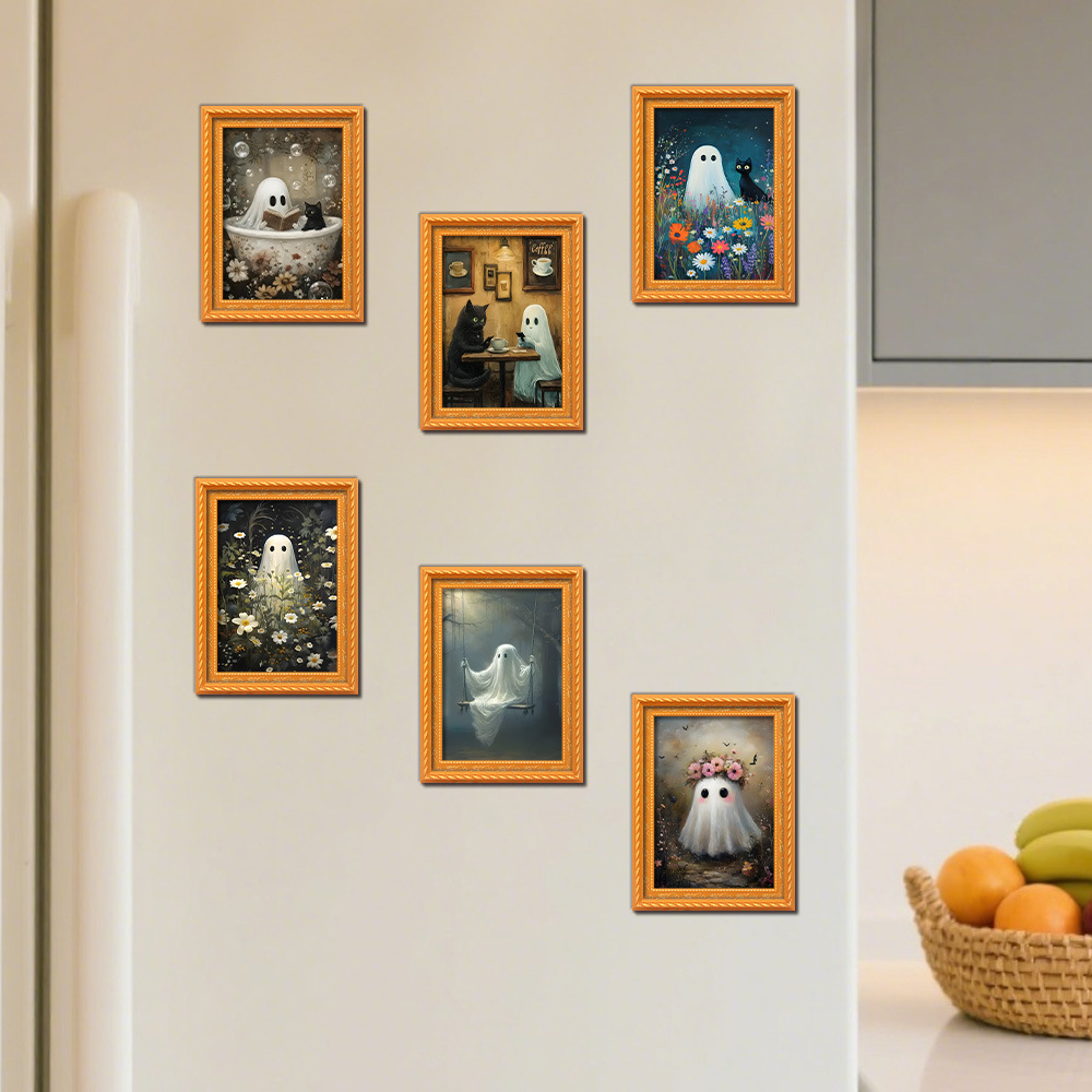 Engraved Wood Frame - Creativo 3d Halloween Magnete per frigorifero