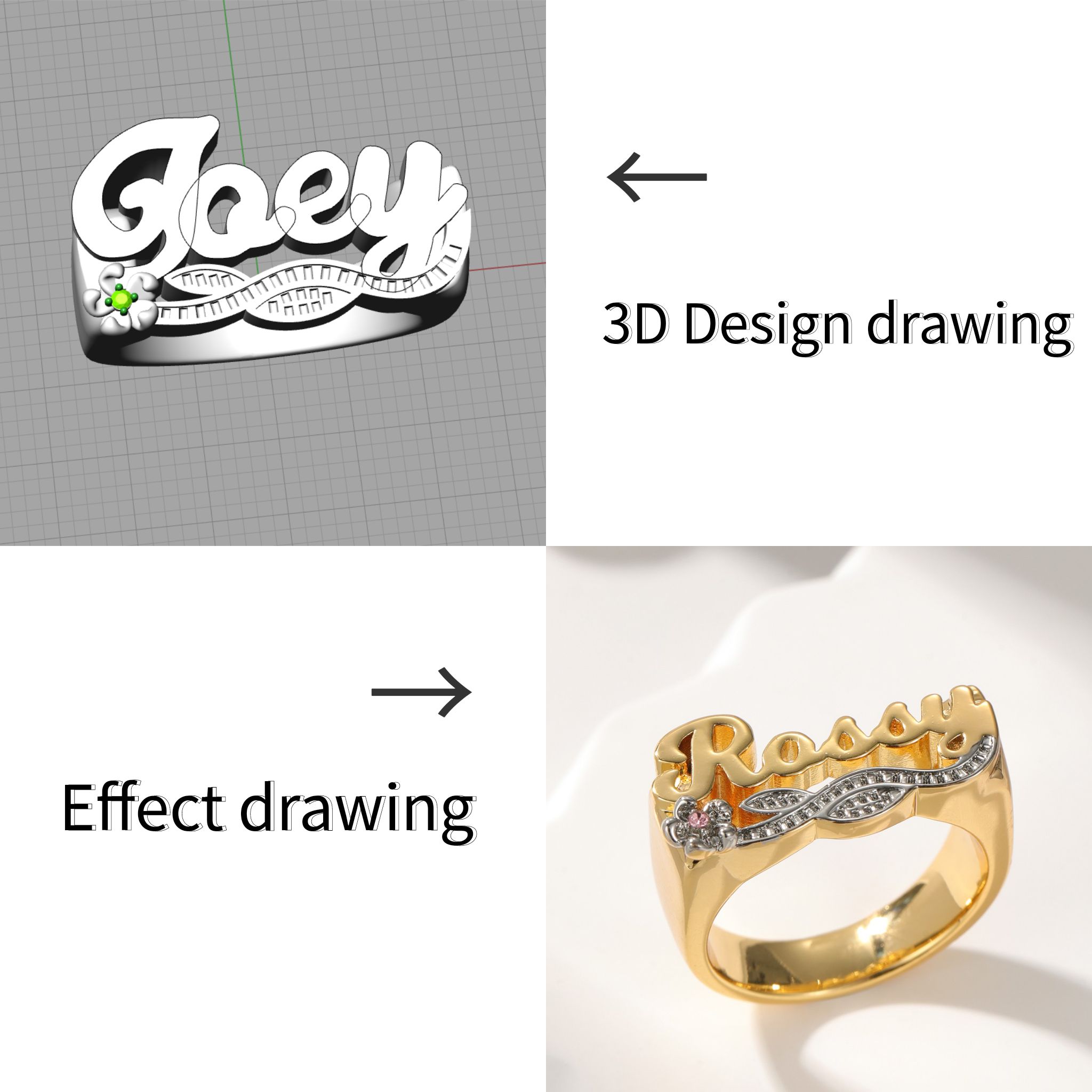 Anello con nome 3D Anello con  - Initial Ring Custom recensione e prezzo